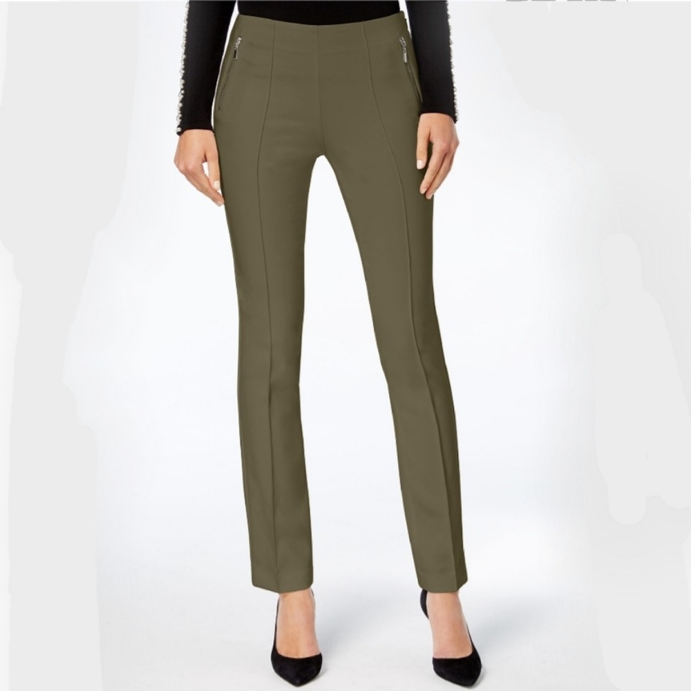 Inc International Concepts Dress Pants Green Straight Leg Ankle Curvy Fit New